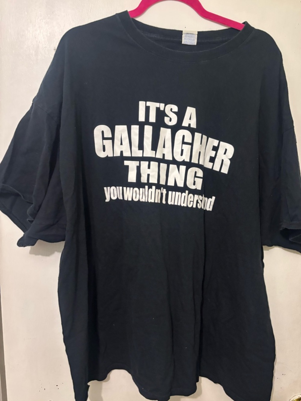Gildan Black Graphic Tee with White Bold Text